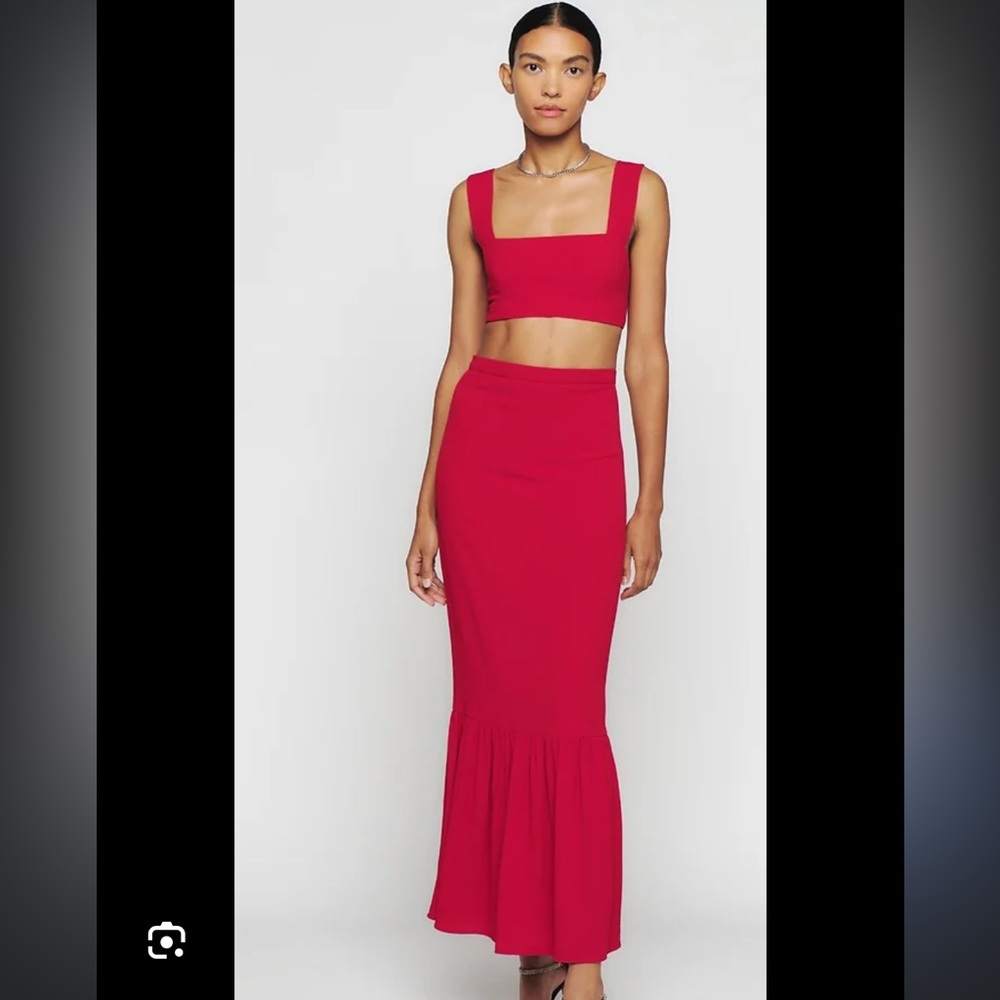 Reformation Azella Two Piece Set, Red, Size 2